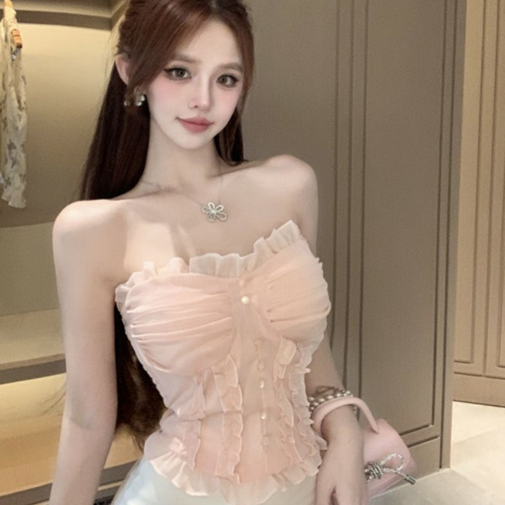 French Lace Shirt Women's New Spring Acetate Satin Premium Design Sense Short Long Sleeve Slim Top Korean Pink Lady Sweet Blouse